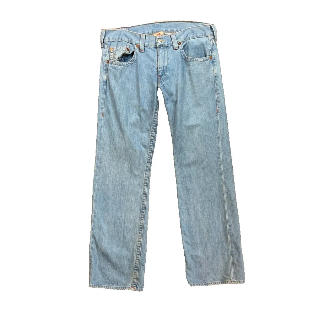 Vintage True Religion Jeans Mens 36 Blue Light Wash Bobby Baggy Relaxed Loose